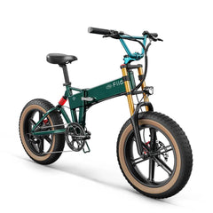 Fiido M1 Pro electric bike in green with fat tires, side front angle view
