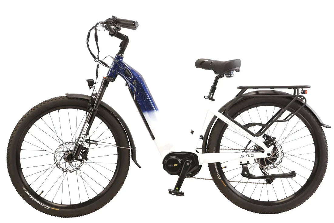Cysum NOVA Step-Thru Electric Bike - UK with blue frame on a white background