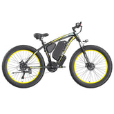 GOGOBEST electric fat tire bike black with yellow accents, side view