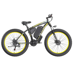 GOGOBEST electric fat tire bike black with yellow accents, side view