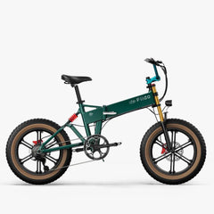 Fiido M1 Pro electric bike green side view with fat tires and front suspension