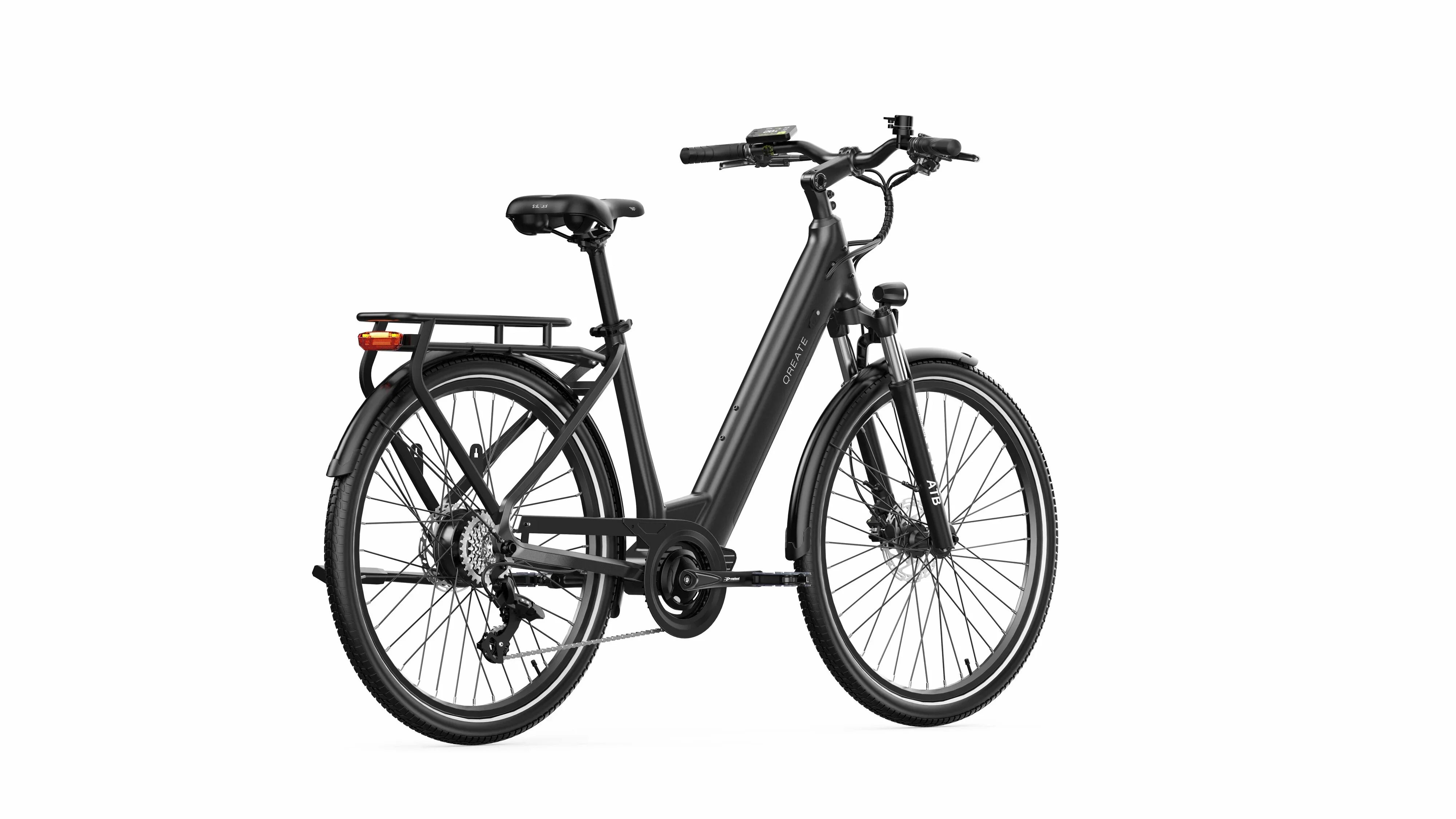 Taillight view of A-Spadz Qreate City Pro Electric Bike Jetty Black- Pogo Cycles