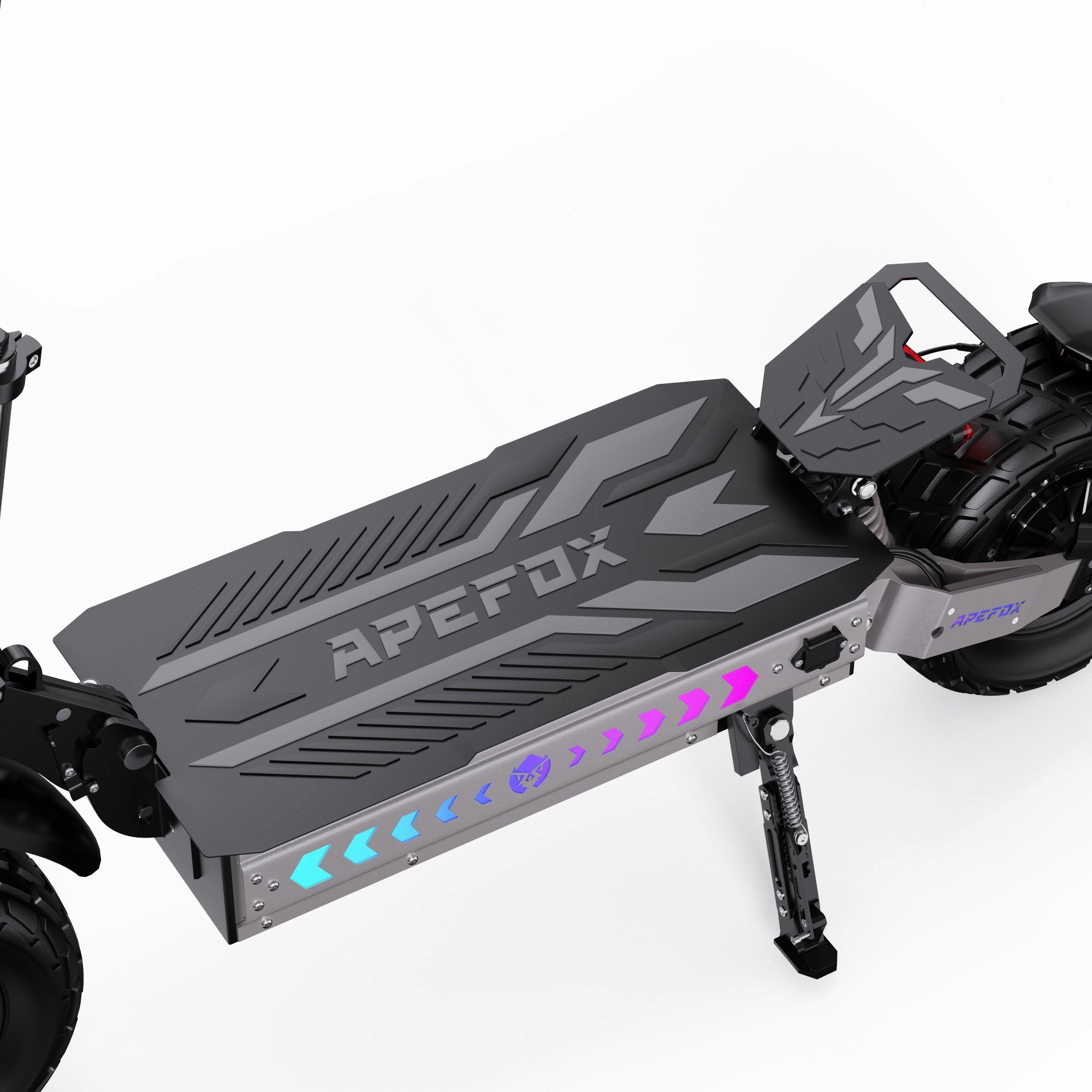 Gray electric scooter with 'Apefox' branding on a white background