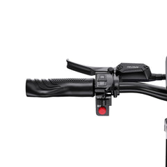Close-up of a black APEFOX T90 Dual Drive Electric Scooter handlebar with control buttons on a white background