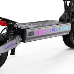 Close-up of an APEFOX T90 Dual Drive Electric Scooter with visible branding on a white background
