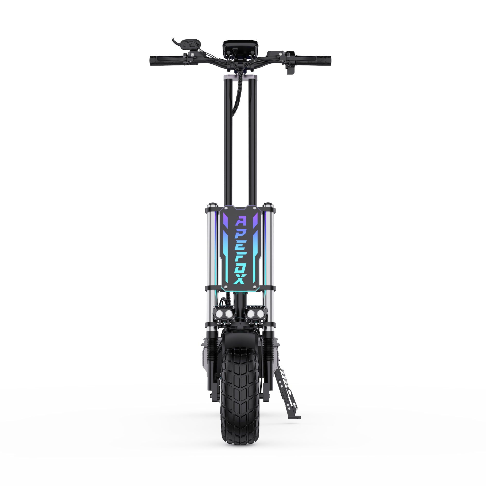 APEFOX T90 Dual Drive Electric Scooter - front view with visible branding on a white background