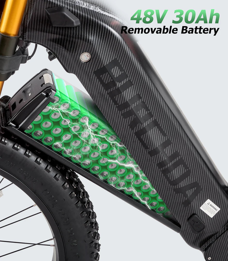 BURCHDA HC26 Dual Motor Electric Bike - Pogo Cycles - Battery View in white background