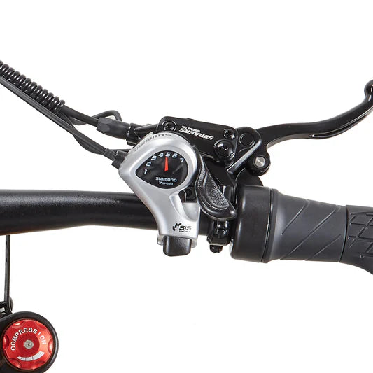 Shimano 7 speed view of BURCHDA HC26 Dual Motor Electric Bike - Pogo Cycles