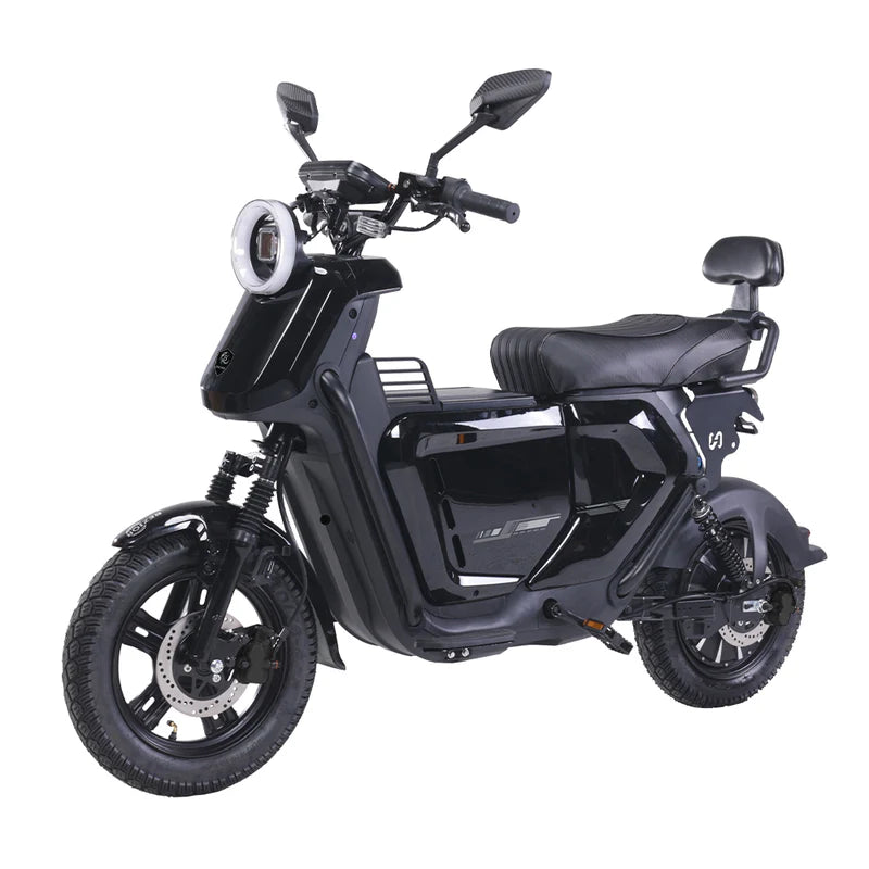 Black Bezior XIAONIU A Electric Commuting Bike on a white background - Pogo Cycles