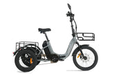 Cysum AG1 Pro Foldable Electric Tricycle in Grey with a black basket on a white background