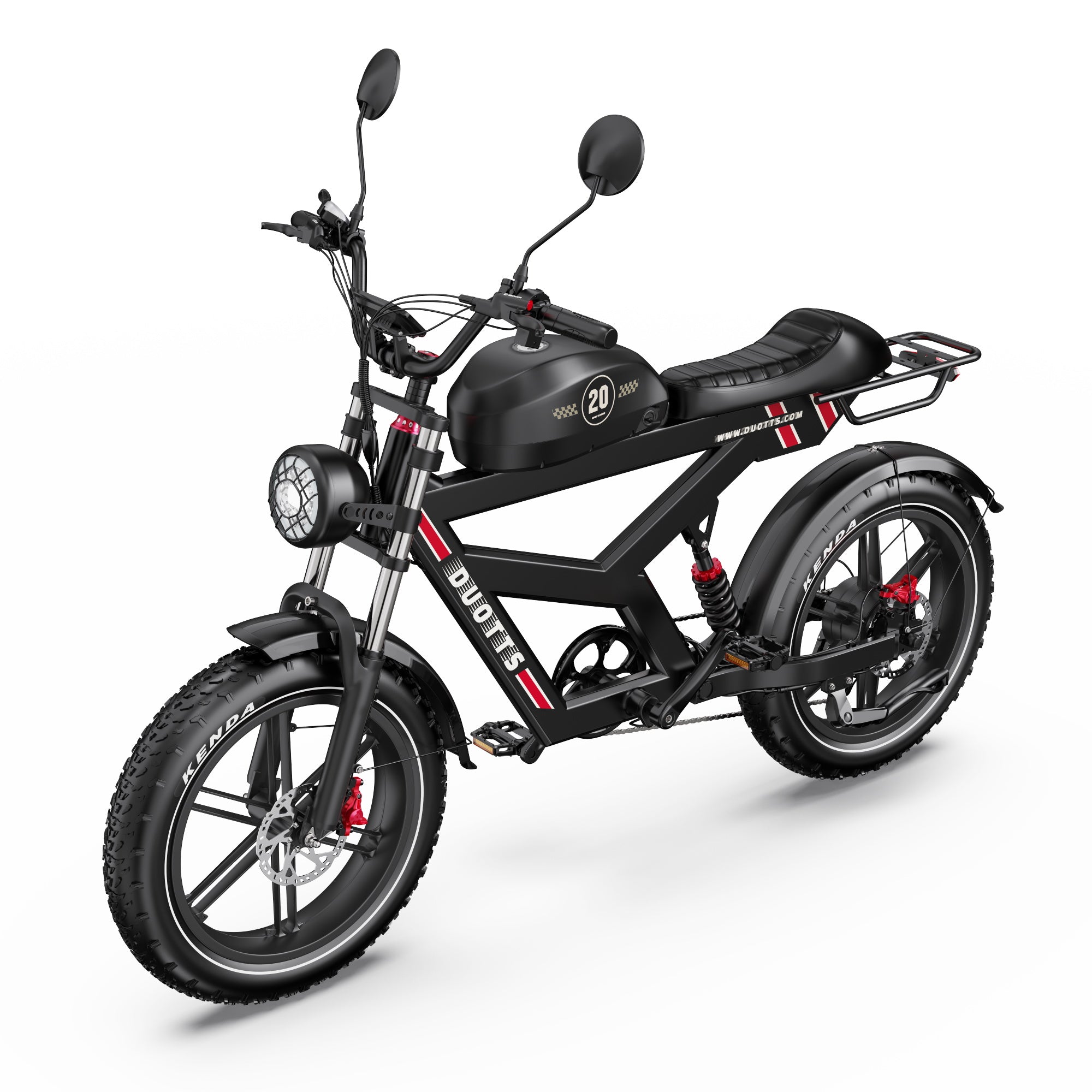 DUOTTS F20 Upgraded Electric Bicycle in Black on a white background