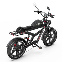 Side View of DUOTTS F20 Upgraded Electric Bike in black with visible branding on a white background