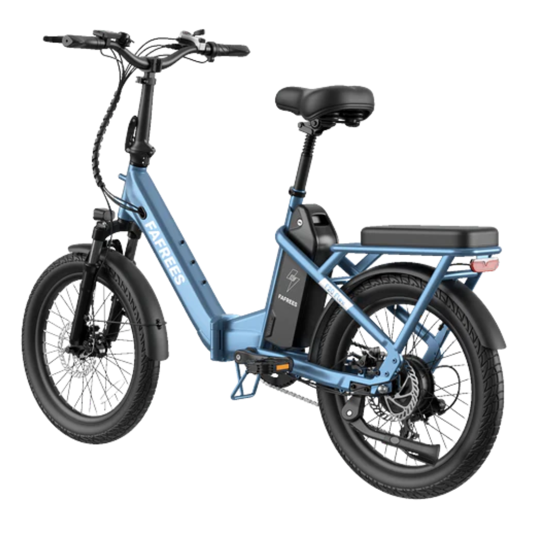 Fafrees F20 Flex Step-Through Folding E bicycle - Back tail light view on a white background