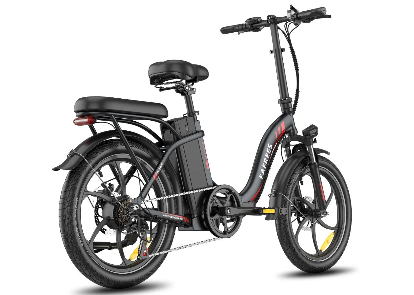 Black Fafrees F20 Plus Folding Electric Motorcycle on a white background