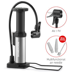 ROCKBROS Bicycle Pump Portable Mini Hand Pump Cycling Air Pump Bike Pump MTB Mountain Bike Pump 100PSI Inflator Foot Bomba