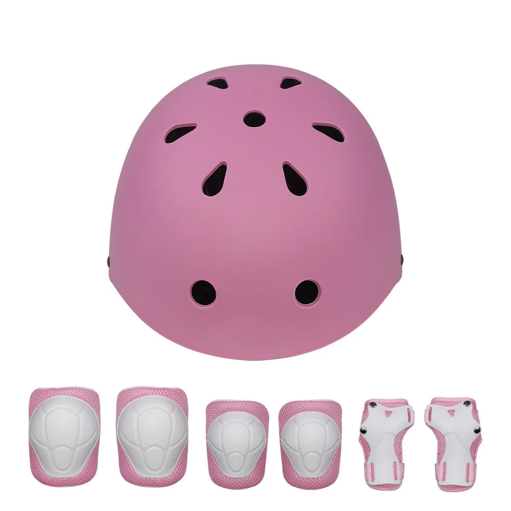 Pink Hoverboard Kids Stylish Classic Helmet and matching knee and elbow pads on a white background - Pogo Cycles, Ireland