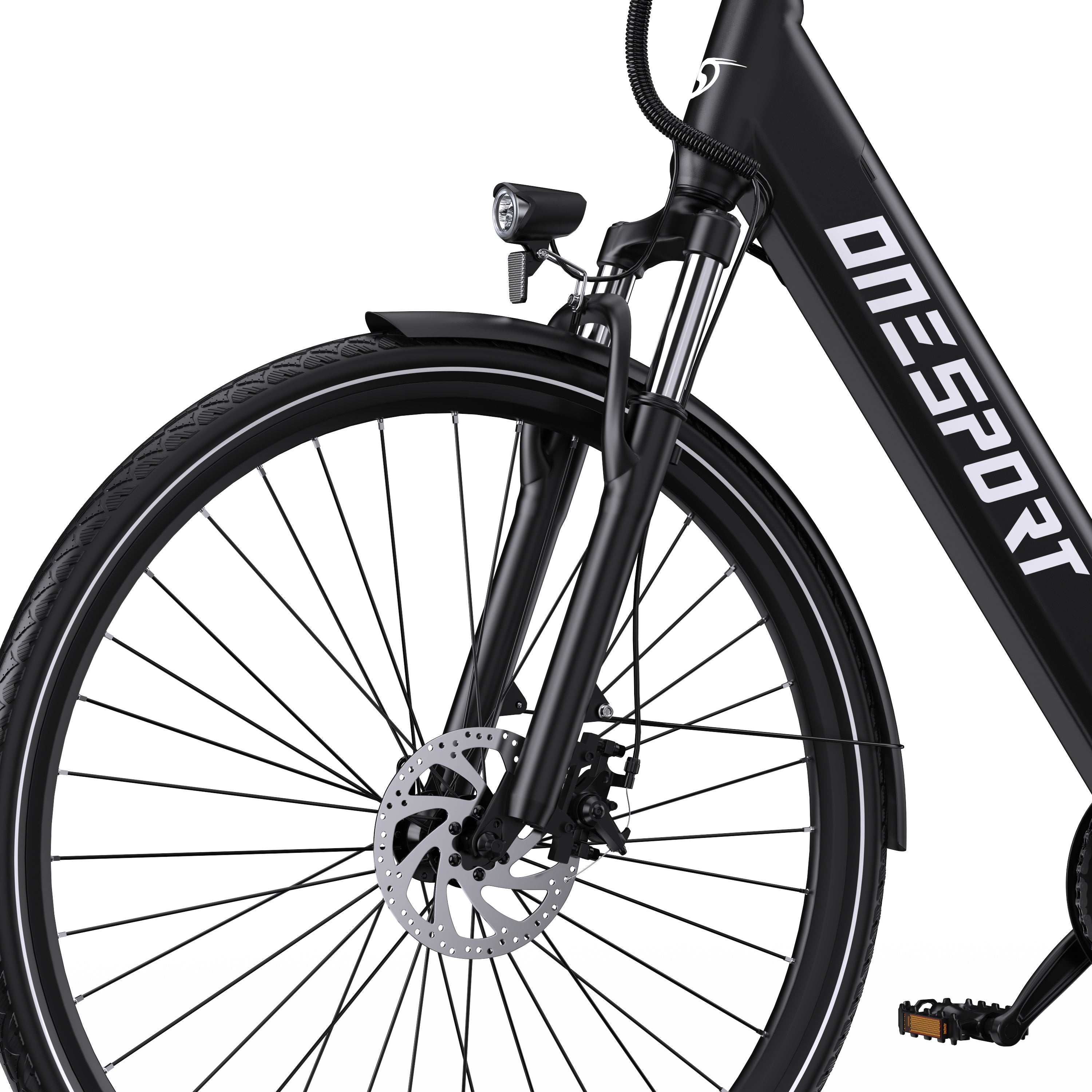 Black ONESPORT OT12 Urban Electric Motorcycle with 'ONESPORT' branding on a white background