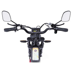 Ridstar Q20 Pro Electric Cargo Bike handlebar with mirrors and digital display on a white background