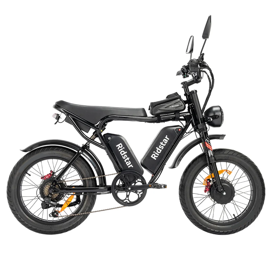 Black Ridstar Q20 Pro Electric Cargo Bike with 'Ridstar' branding on a white background