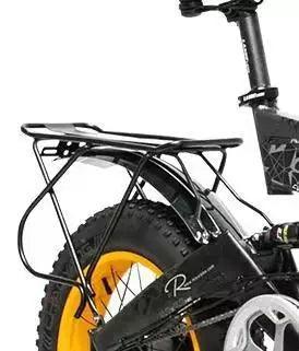 Bezior XF200 electric bike rear rack and yellow fat tire close-up