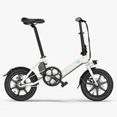 Fiido D3 Pro folding electric bike white side view with mudguard and front light