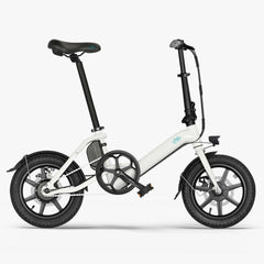Fiido D3 Pro folding electric bike white side view with mudguard and front light