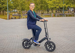 Fiido D3 Pro electric bike with mudguards and light, side view, outdoors in park