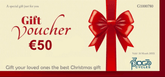 Christmas-themed €50 electric bike store gift voucher with red bow and festive design