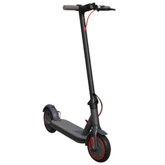 AOVOPro S3 electric scooter in black, side angle view showing red accents and deck