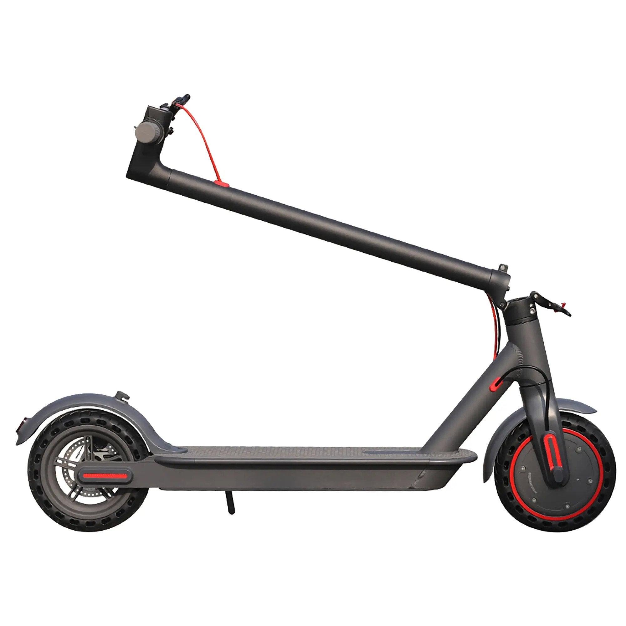 AOVOPro S3 electric scooter in matte black, side view with folding handlebar
