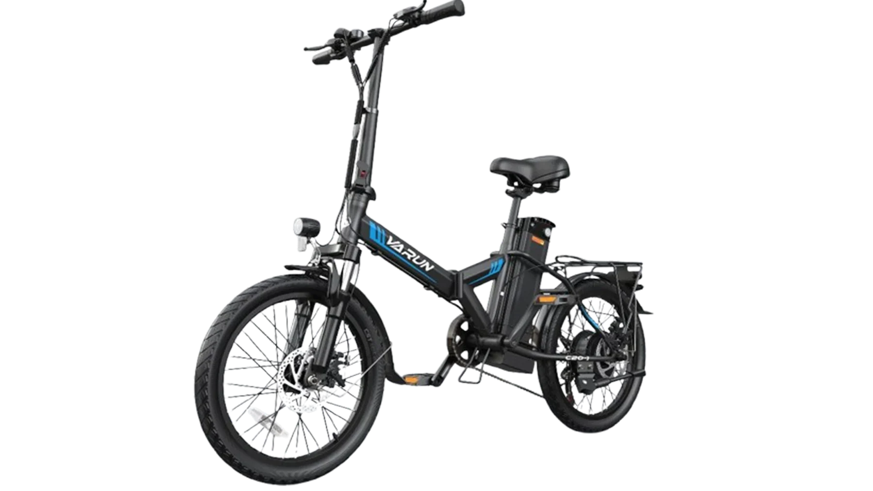 Black electric bike with visible branding on a white background