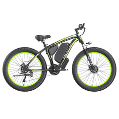RREBELL Rebel 1.0 electric bike, black with neon green rims, side view