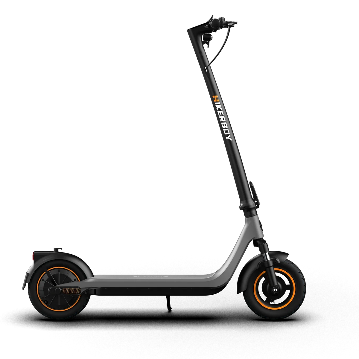 Hikerboy Curtis Plus Electric Scooter -Black scooter with orange accents on a white background