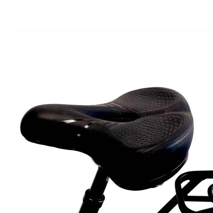 Cysum NOVA  Step-Thru Electric Bike - UK - Black bicycle seat on a white background