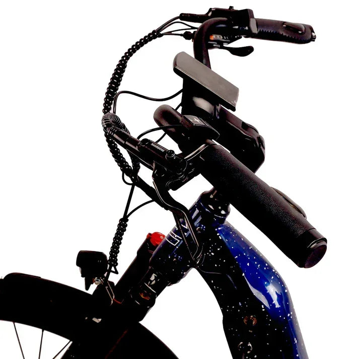 Close-up of a Cysum NOVA  Step-Thru Electric Bike - UK handlebar with a white background