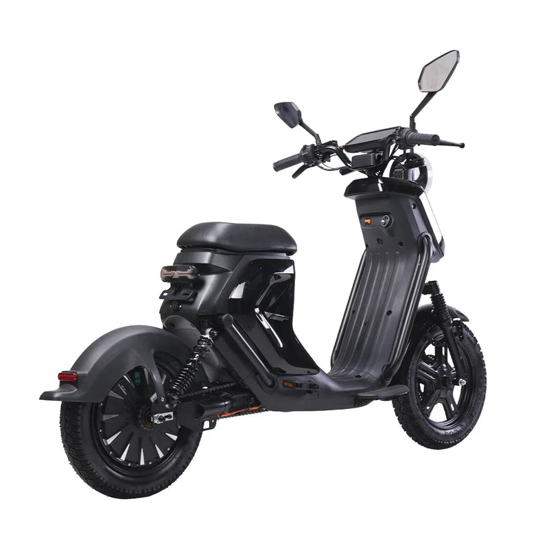 Back side view of 
BEZIOR XIAONIU B High-Power Electric Commuting Bike on a white background - Pogo Cycles, Ireland