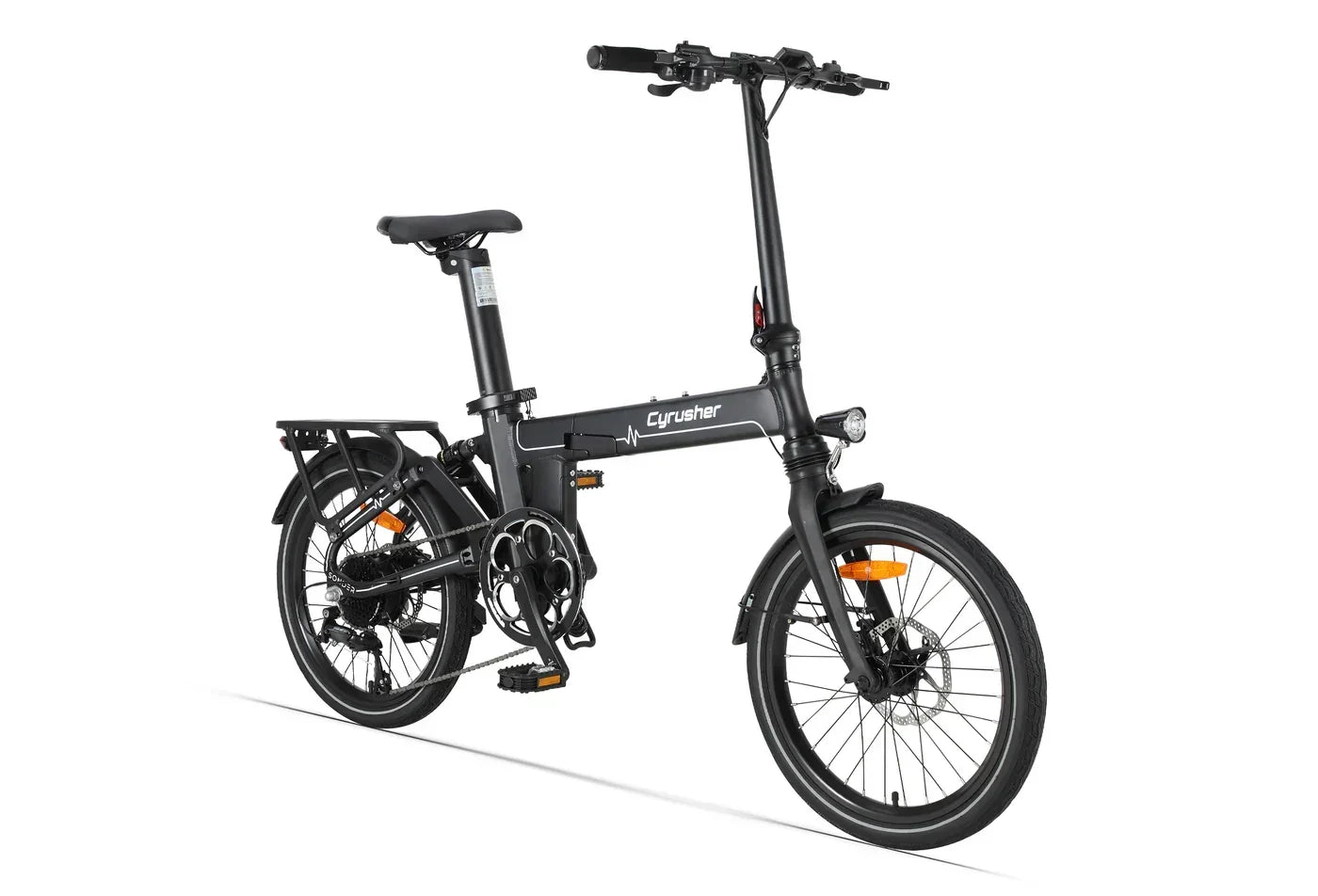 Black - Cyrusher Sonder Folding Electric Bike on a white background
