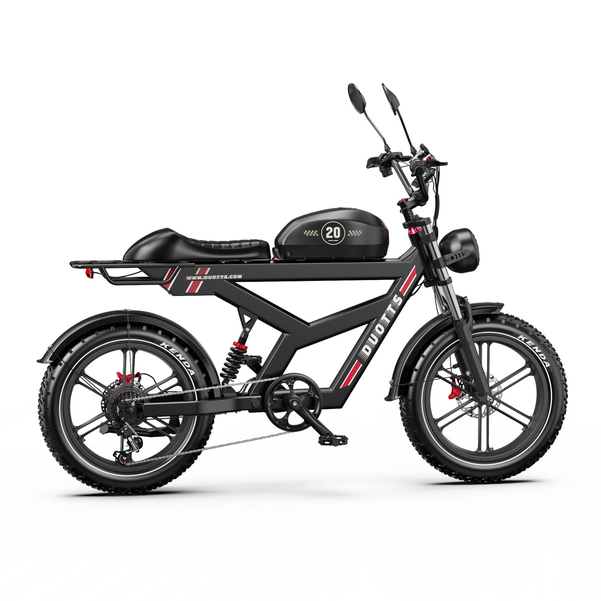 DUOTTS F20 Upgraded Electric Bike in black with visible branding on a white background