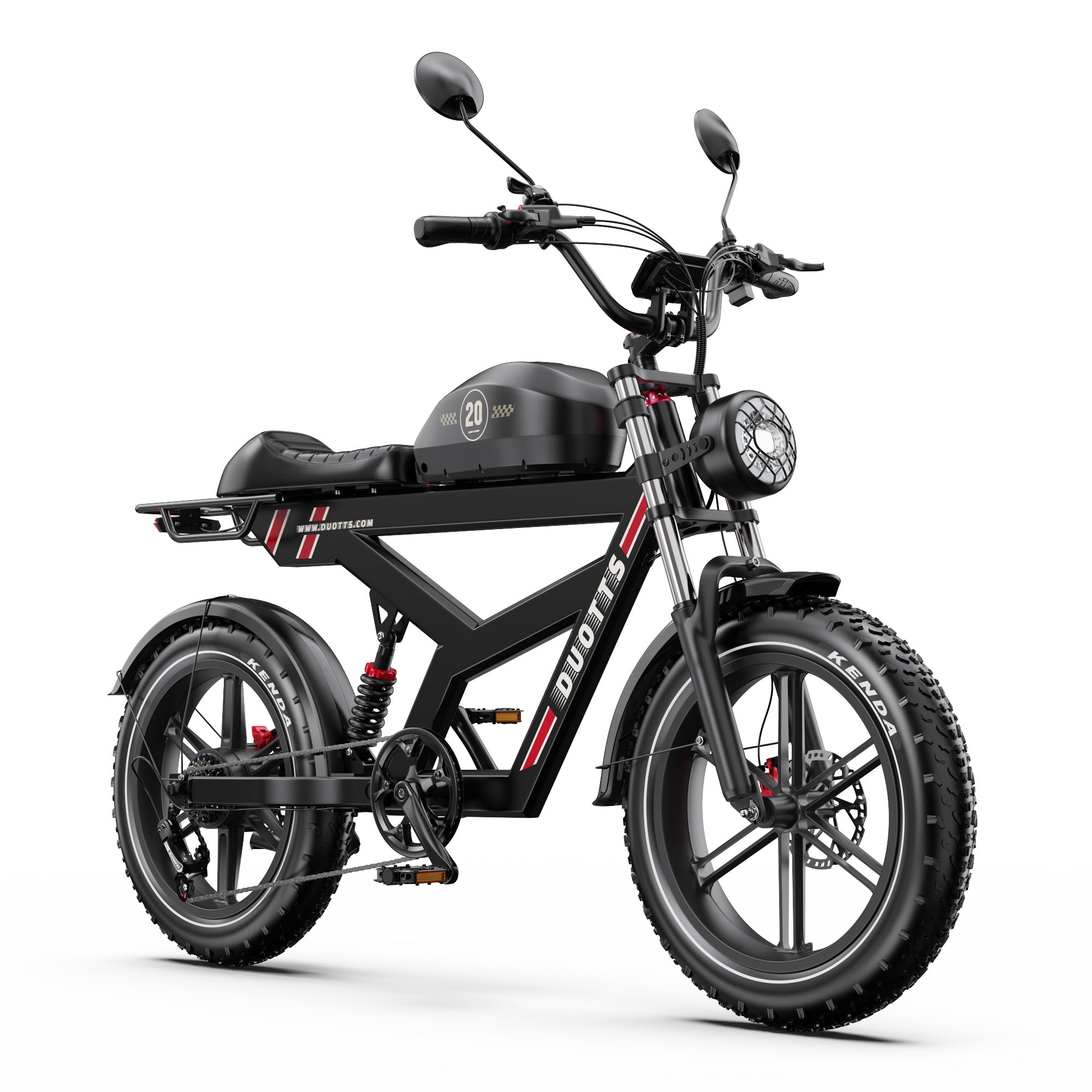 DUOTTS F20 Upgraded Electric Bike in black with visible branding on a white background