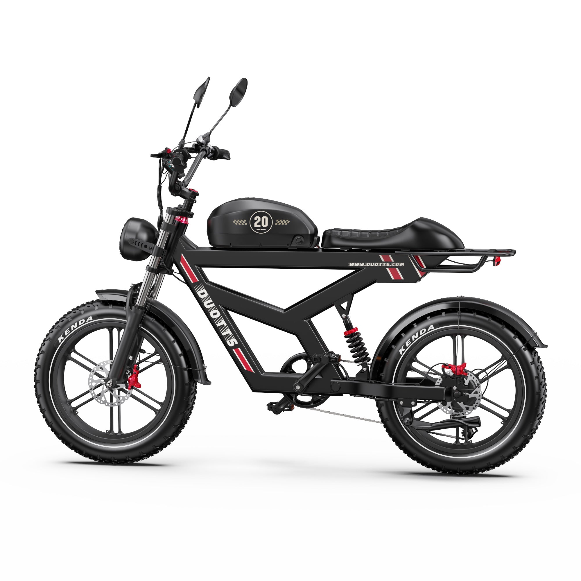 DUOTTS F20 Upgraded Electric Bike in black with visible branding on a white background