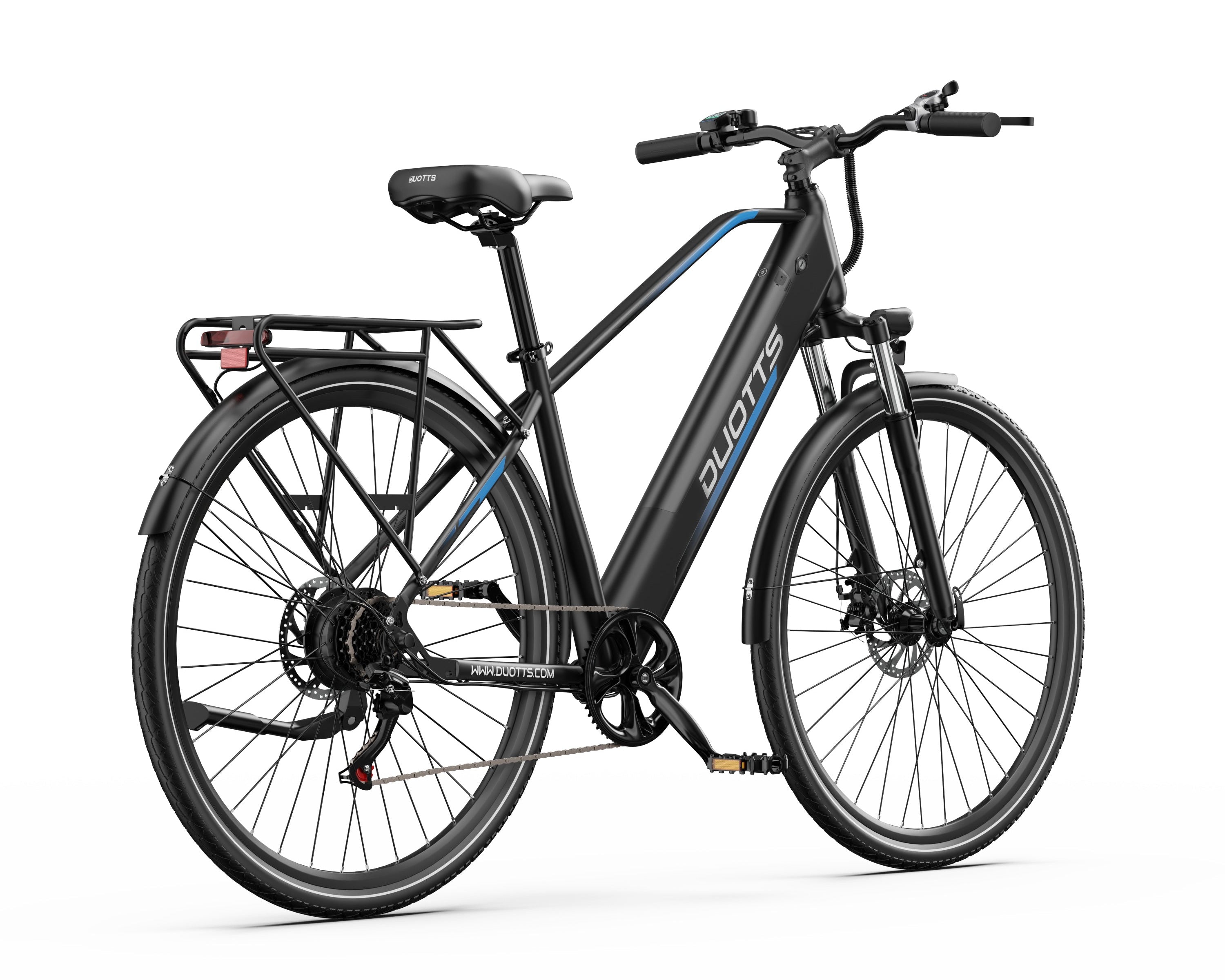 Black DUOTTS C29 Lite Electric  bicycle with brand logo on a white background - Pogo Cycles, Ireland