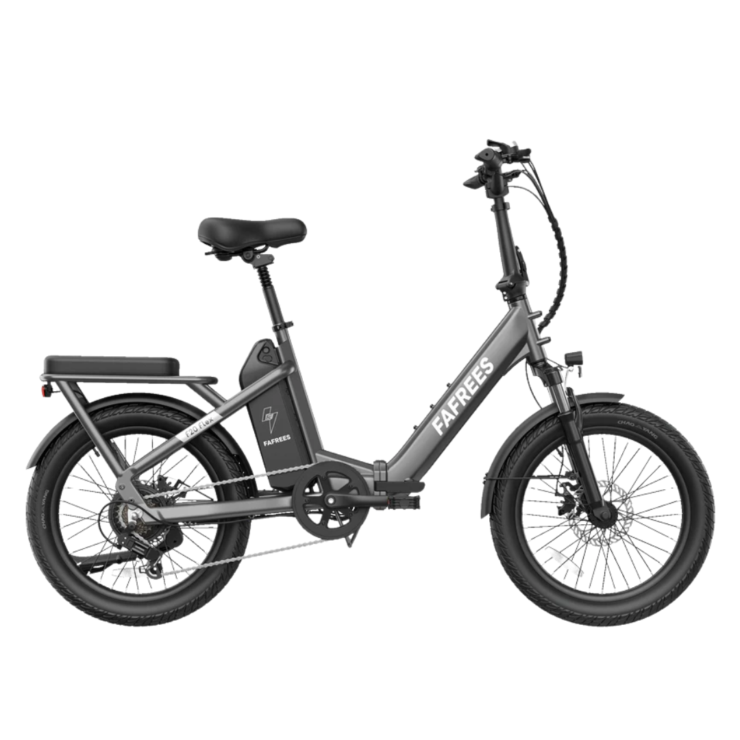 Fafrees F20 Flex Step-Through Folding E-Bike in Gunmetal black on a white background