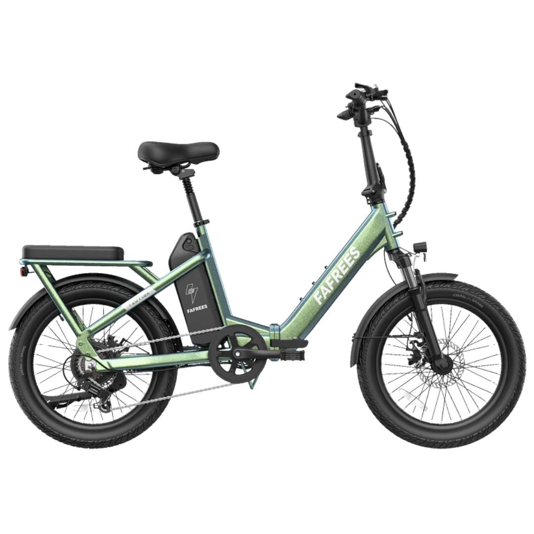 Fafrees F20 Flex Step-Through Folding E-Bike in Misty Green on a white background