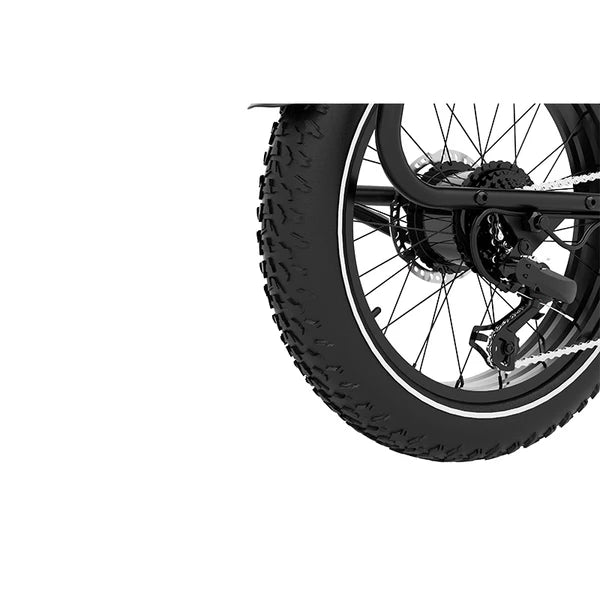 Close-up of a KOOLUX X7 Cargo Electric bicycle wheel with knobby tire on a white background