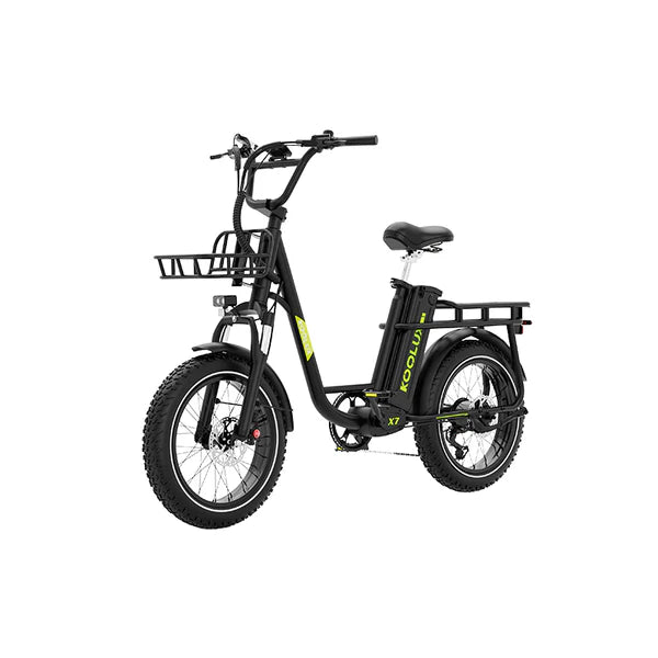 KOOLUX X7 Cargo Electric Bike in black with a basket on a white background