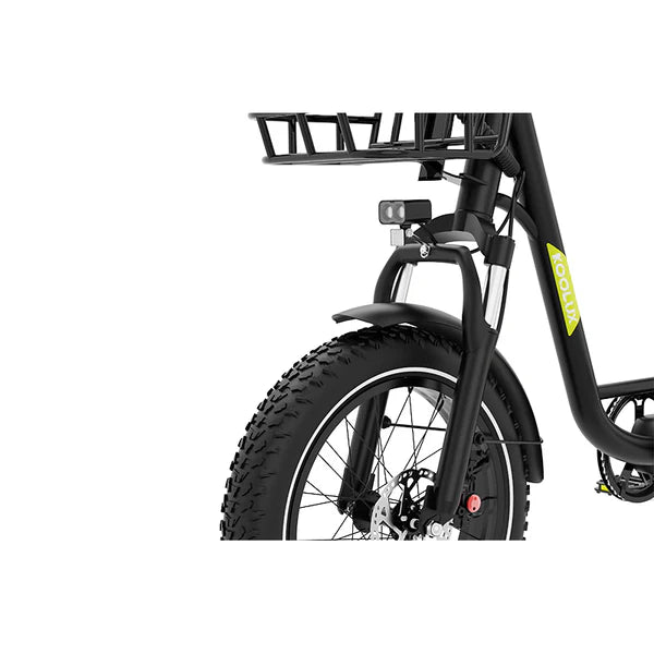 KOOLUX X7 Cargo Electric Bike on black with a front basket on a white background
