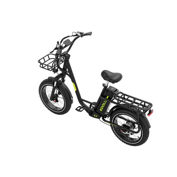KOOLUX X7 Cargo Electric Bike in black with a basket and cargo rack on a white background