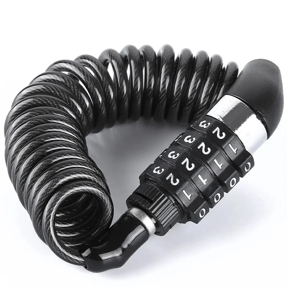 DOMEN Bicycle Lock Steel Wire Chain Lock Bike Motorcycle 4 Digit Password Steel Wire Locks Anti-theft Wire Rope Lock Helmet Lock
