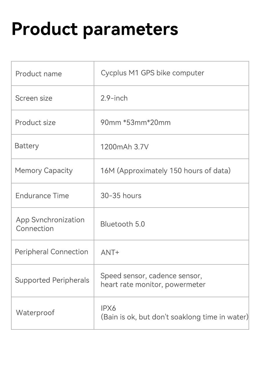 CYCPLUS M1 GPS Bicycle Computer Cycling Speedometer - Pogo Cycles