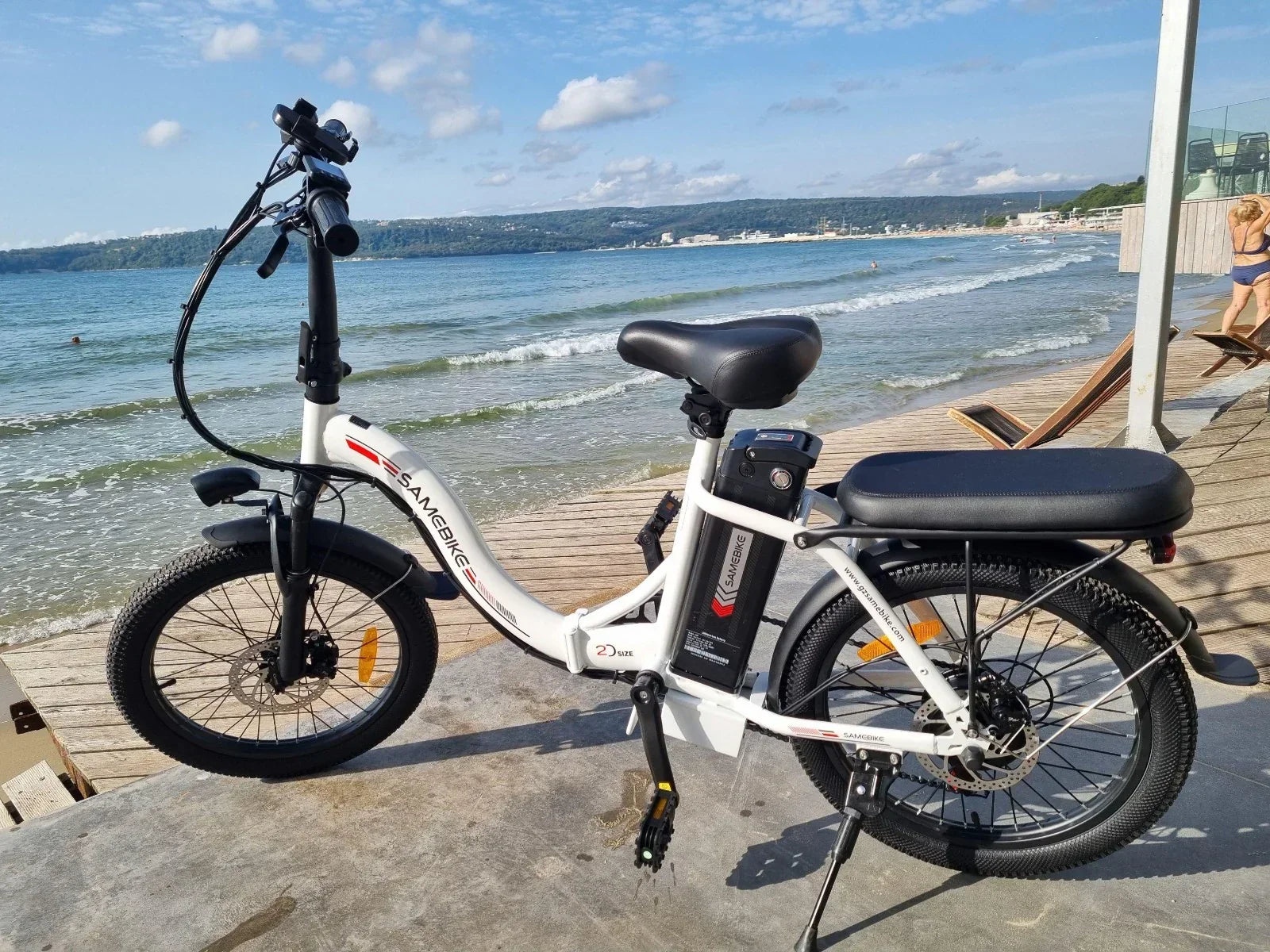 Samebike CY20 Electric Bike-Ireland- Pogo Cycles in beach area 